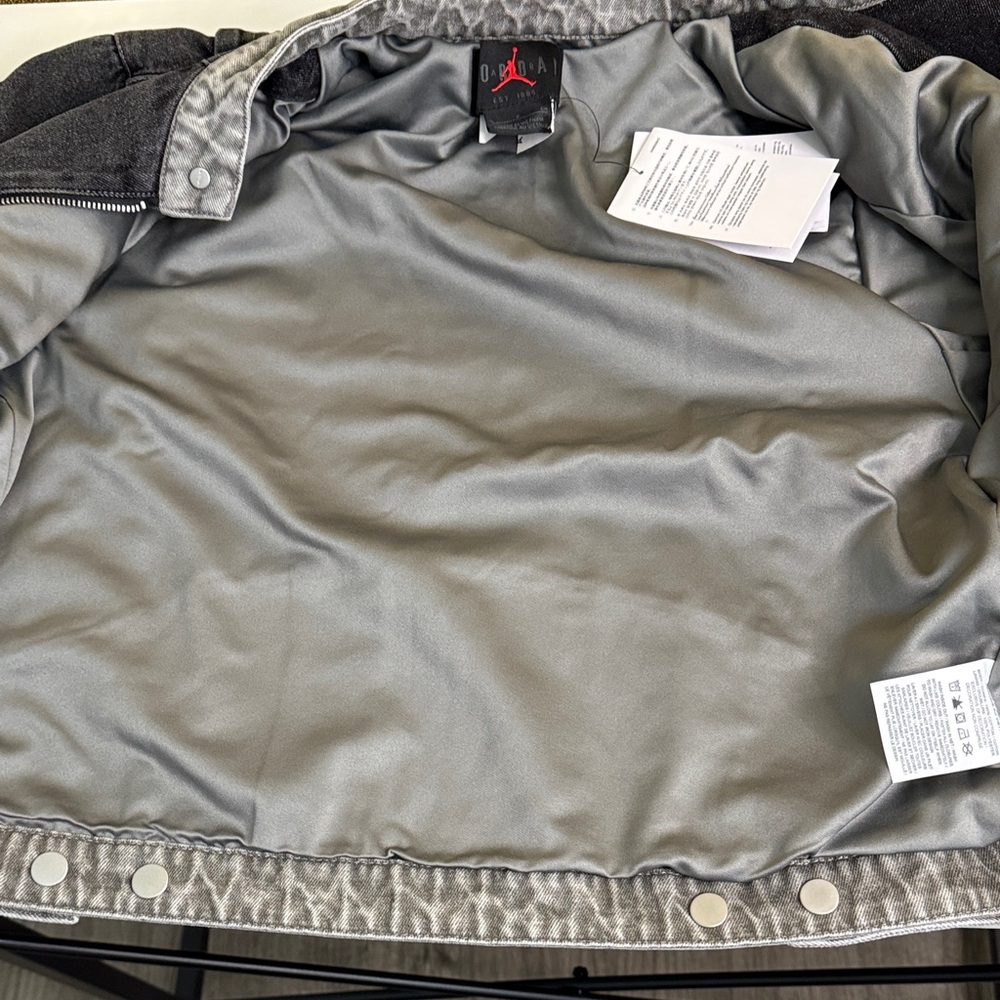 Nike Air Jordan Women's Moto Jacket black/Flat and pewter/gray colorway - Picture 11 of 16